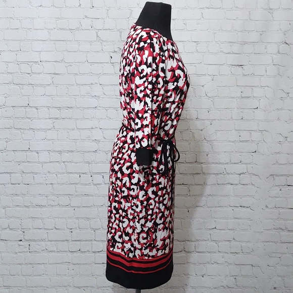 Liz Claiborn Black, Red and White 3/4 Sleeve Shift Dress - Picture 4 of 11